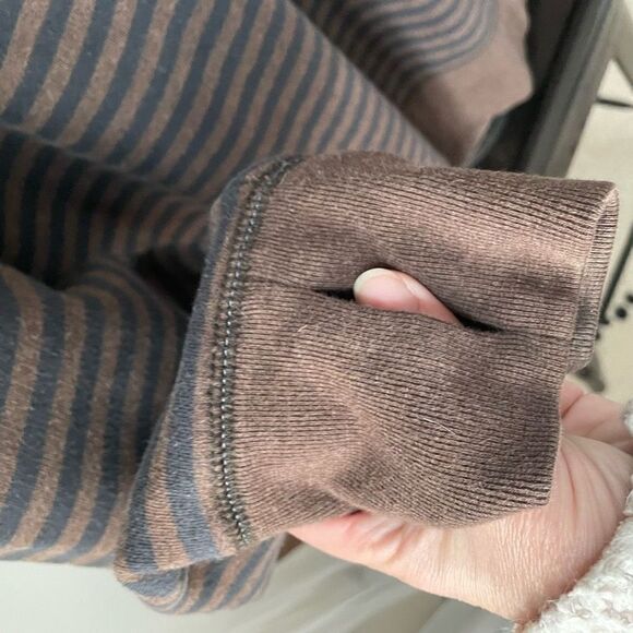 Tommy Bahama Brown Black Stripe Henley Snap Sweatshirt XL - Picture 5 of 7